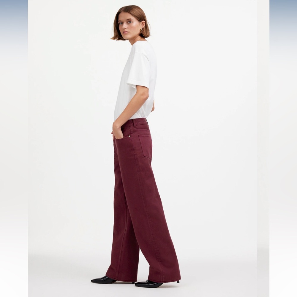 Madewell CROPPED Low-Slung Baggy Buttonfly Jeans - Bordeaux Rigid